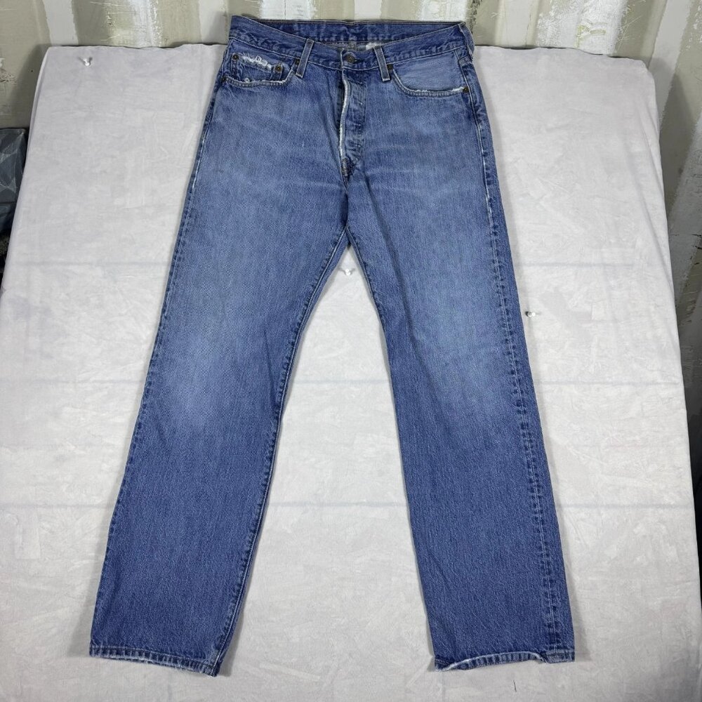 Levi's Men's Straight Leg Jeans Blue Denim Medium Wash 5-Pocket Zip Fly